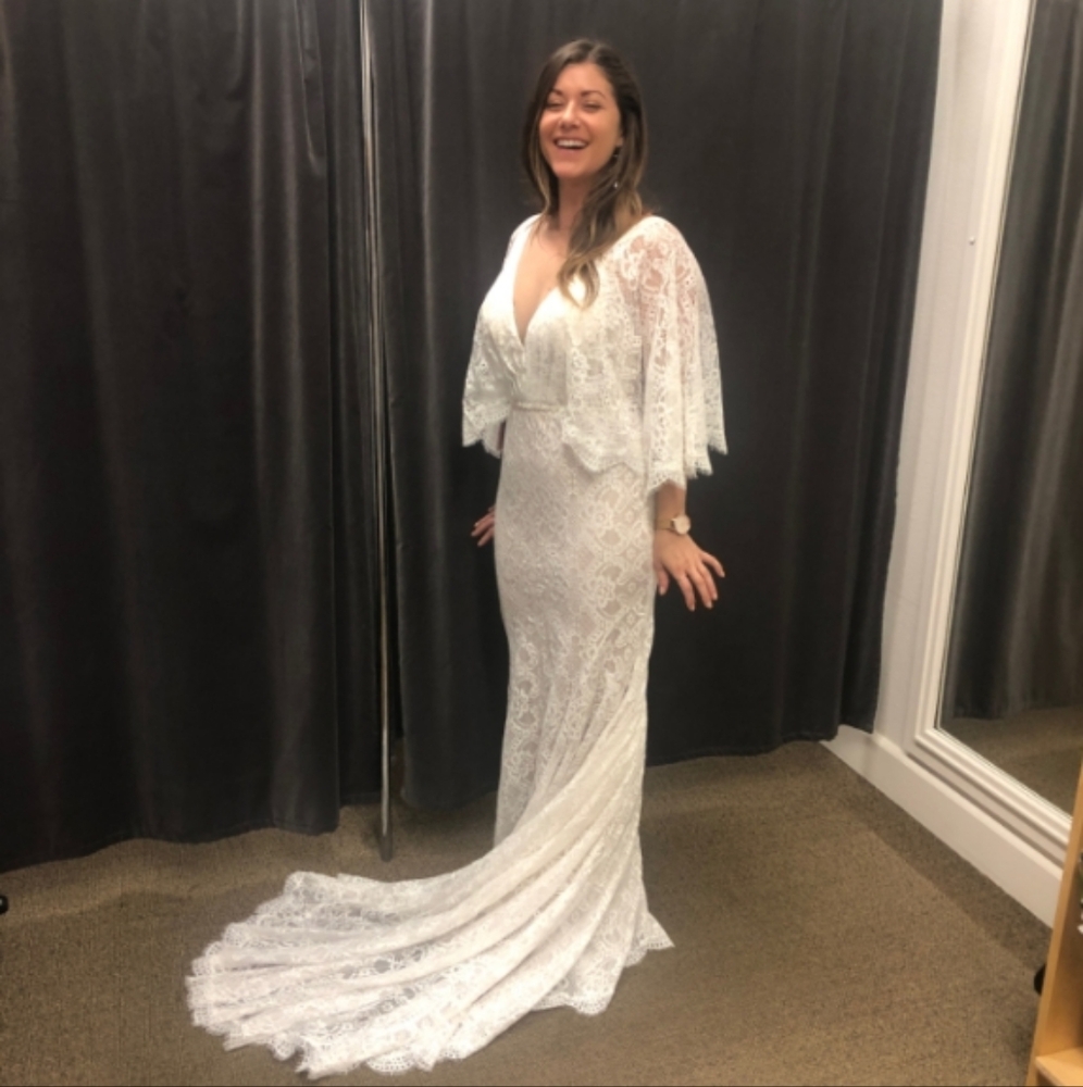 Anthropologie BHLDN Candlelight Lace Bohemian Wedding Dress sz 4